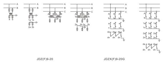 JDZ9-20, JDZ(X)F9-20G 接线原理图