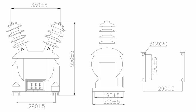 JDZW1.2-20KV outdoor Epoxy Resin Voltage Transformers dimension