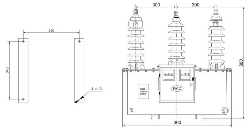 JLS-20KV 户外油浸式组合互感器 外形尺寸图