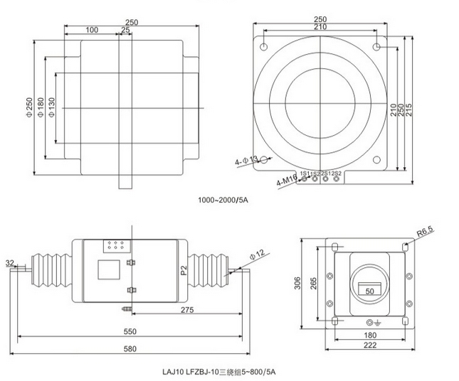 LAJ-10 LFZBJ-10KV 高压电流互感器安装尺寸图2