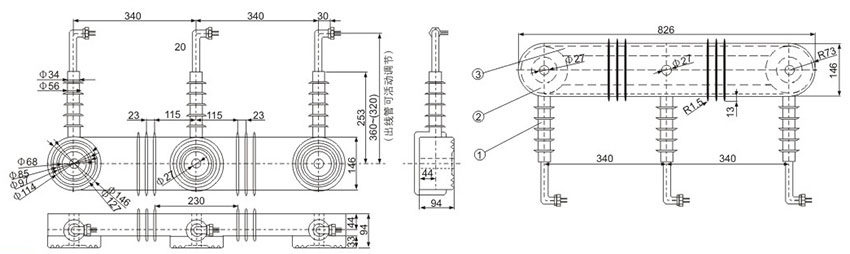 LJ-ZW32-10(12) 零序保护电流互感器 外形及安装尺寸图