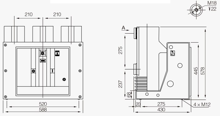图3：ZN63(VS1)(800) 固定式结构